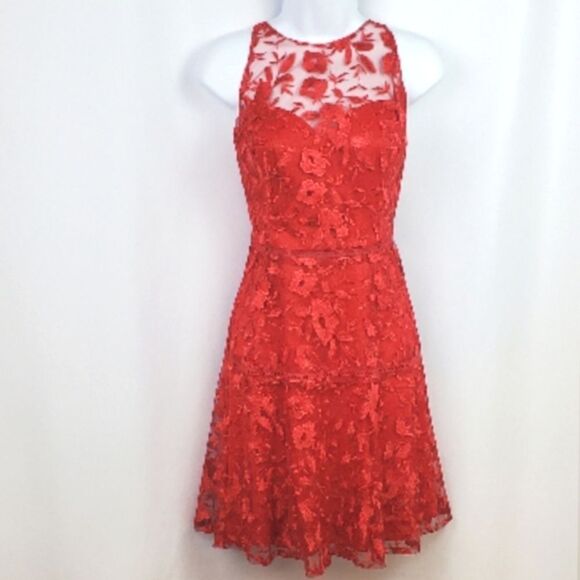 DB Studio Red Floral Lace Dress - Picture 7 of 8